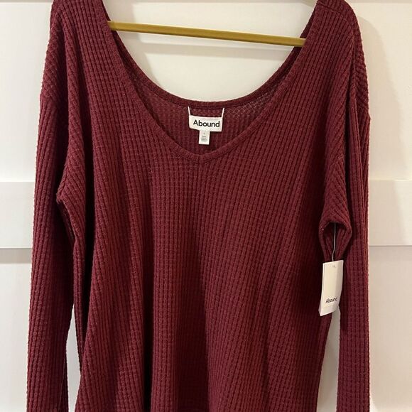 Abound off the shoulder garnet waffle style blouse size L - Picture 2 of 9
